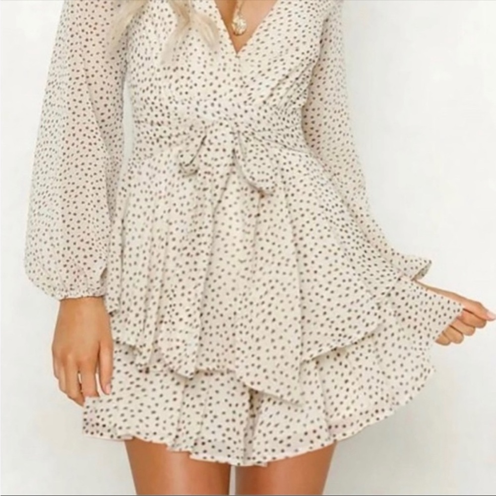 Japna Spring Polka Dot Ruffle Mini Dress